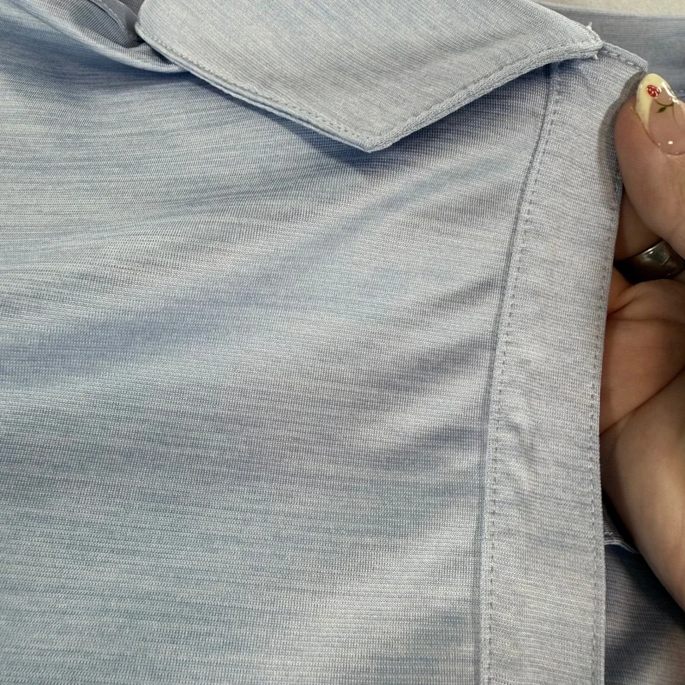 Tommy Bahama IslandZone Blue Heather Polo V-Neck Performance Golf Athleisure Top